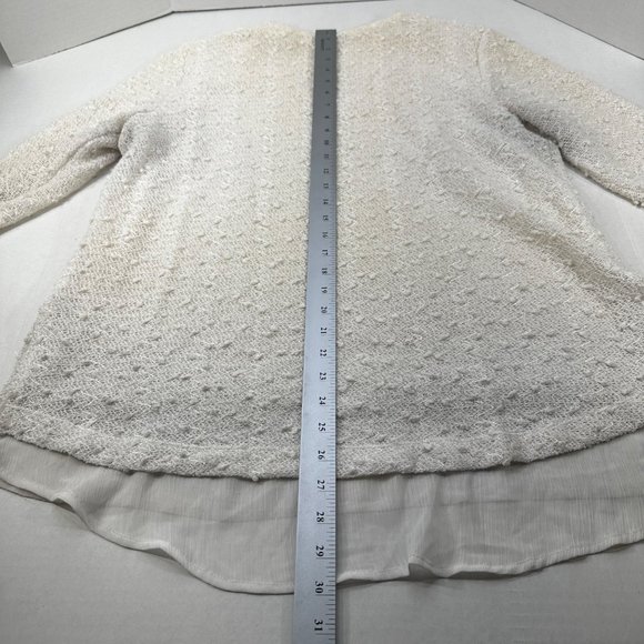 Alfani Womens Sz Large Top V Neck Lined Lace Outer Hi Lo Pullover White Preowned - Picture 13 of 14